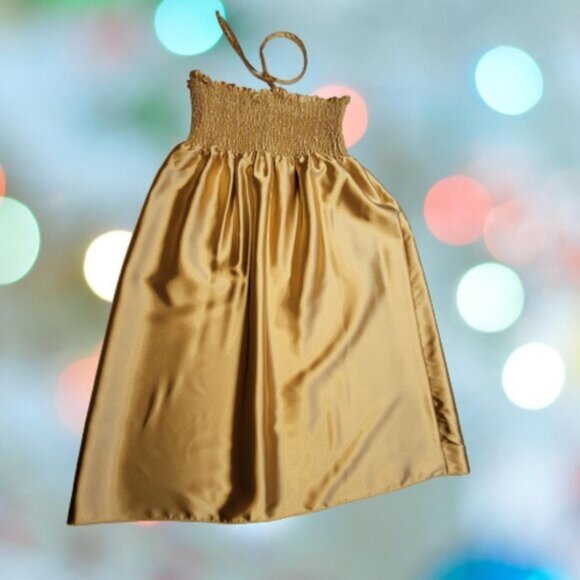 Gold Strapless Halter Tie Mini Dress  Size S/M - Picture 5 of 9
